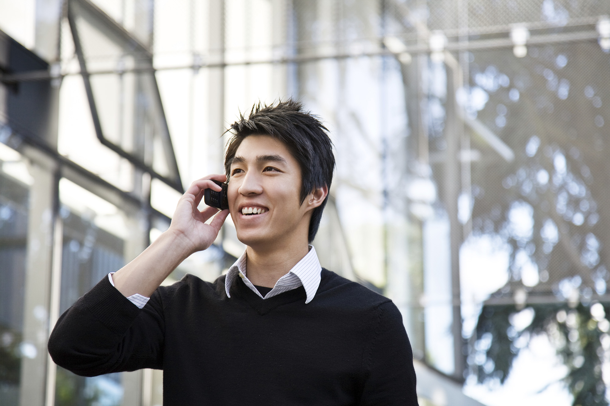 Asian businessman on phone